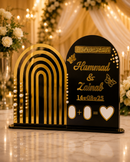 TakhleeqKar Personalized Acrylic Couple Name Plaque – Golden Wedding Gift Decor