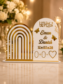TakhleeqKar Personalized Acrylic Couple Name Plaque – Golden Wedding Gift Decor