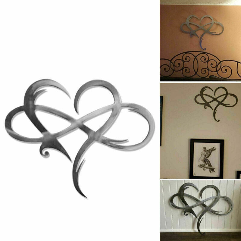 Metal Infinity Heart Art Love Wall Sign Hanging Decor for Living Room Home